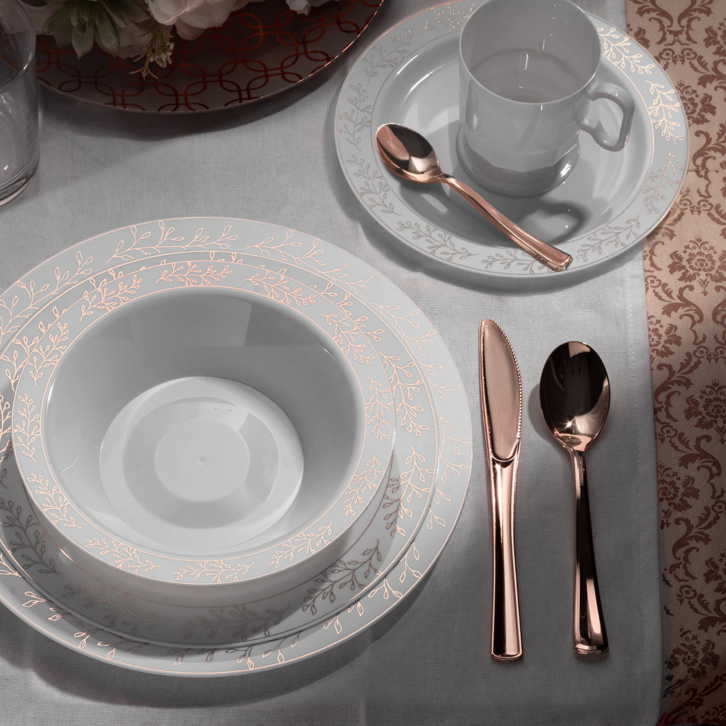 Case of 24 - Exquisite Classic Rose Gold Plastic Spoons - 20 ct.