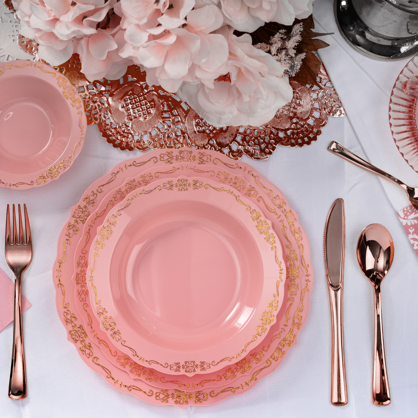 Case of 24 - Exquisite Classic Rose Gold Plastic Spoons - 20 ct.