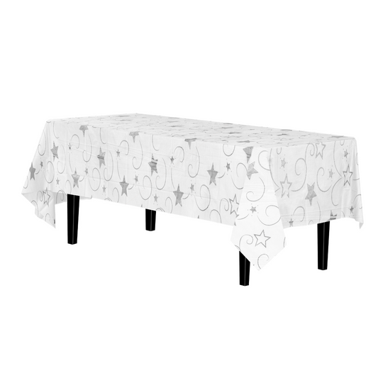48 Pack Rectangle 54" x 108" Silver Star Tablecovers