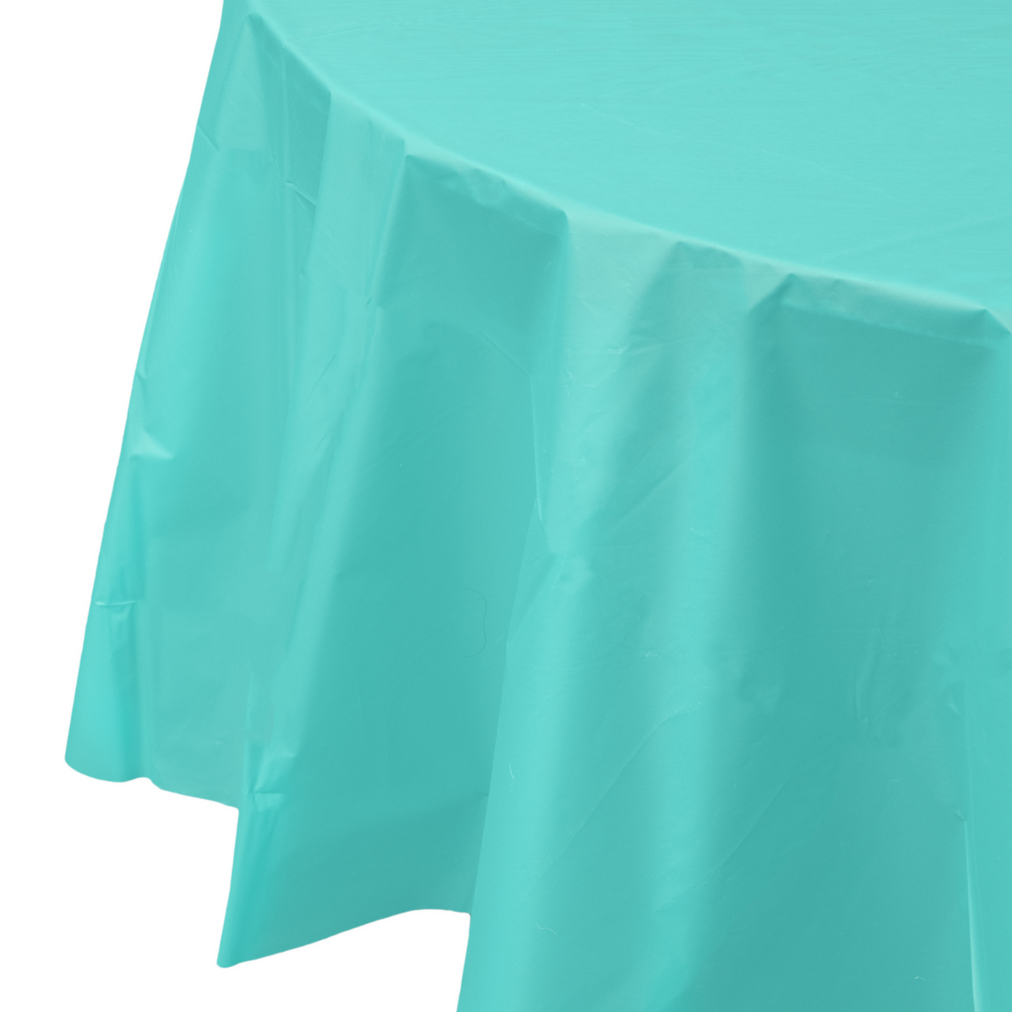 Aqua Plastic Tablecover 84" Round Case Of 96