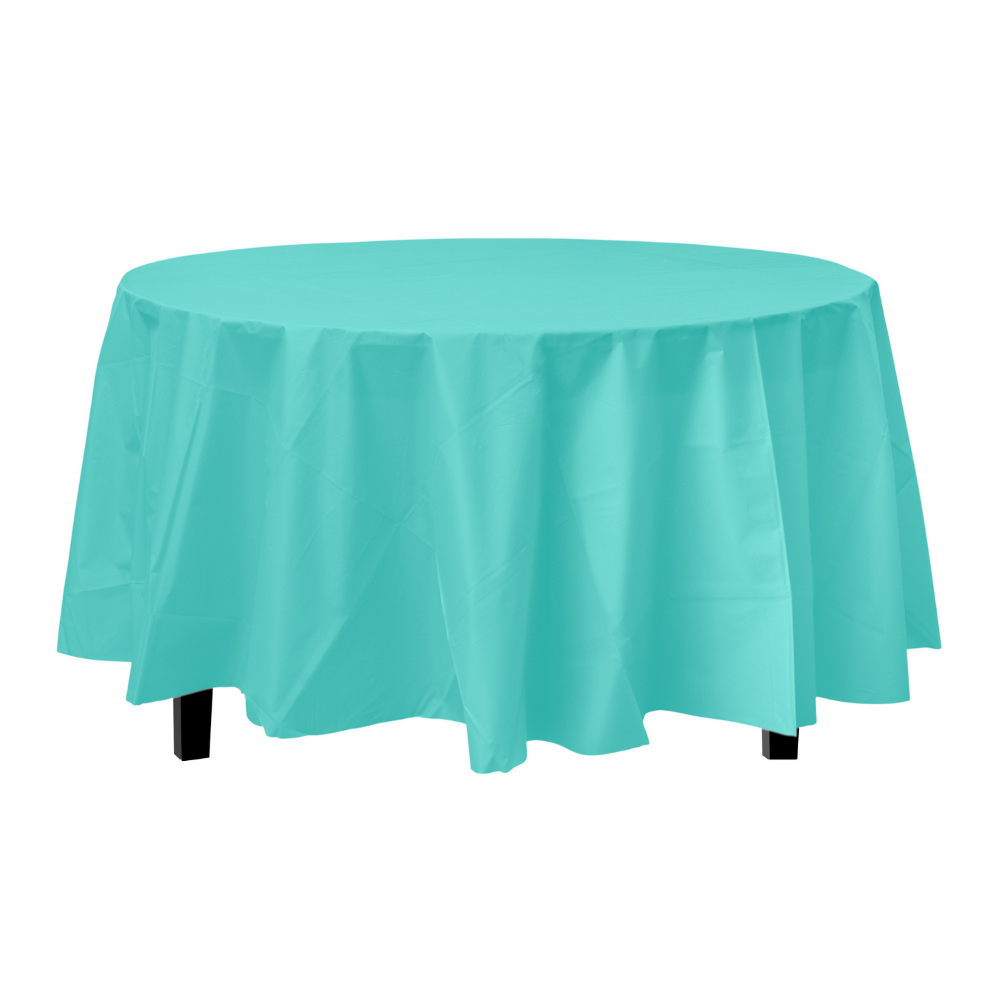 Aqua Plastic Tablecover 84" Round Case Of 96