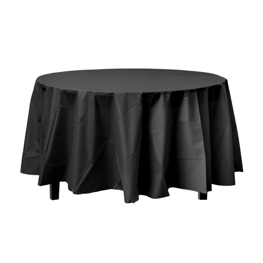 Black Plastic Tablecover 84" Round Case Of 96