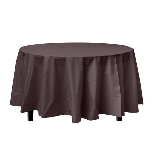 Brown Plastic Tablecover 84" Round Case Of 96