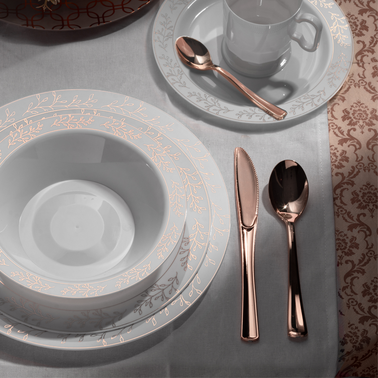 Case of 24 - Exquisite Classic Rose Gold Plastic Tea Spoons - 20 ct.