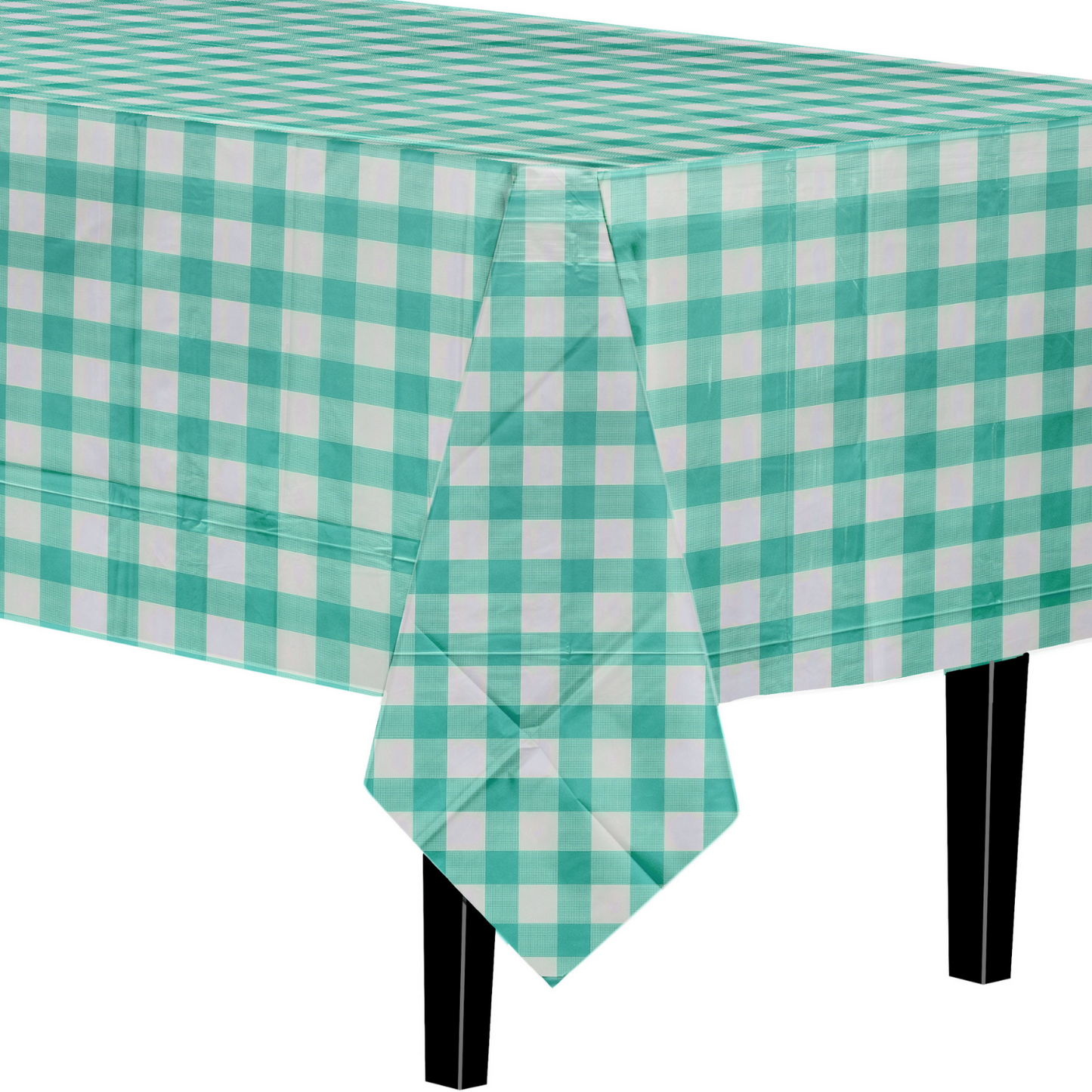 Case of 48 - 54" x 108" Printed Plastic Table cover - Green Gingham