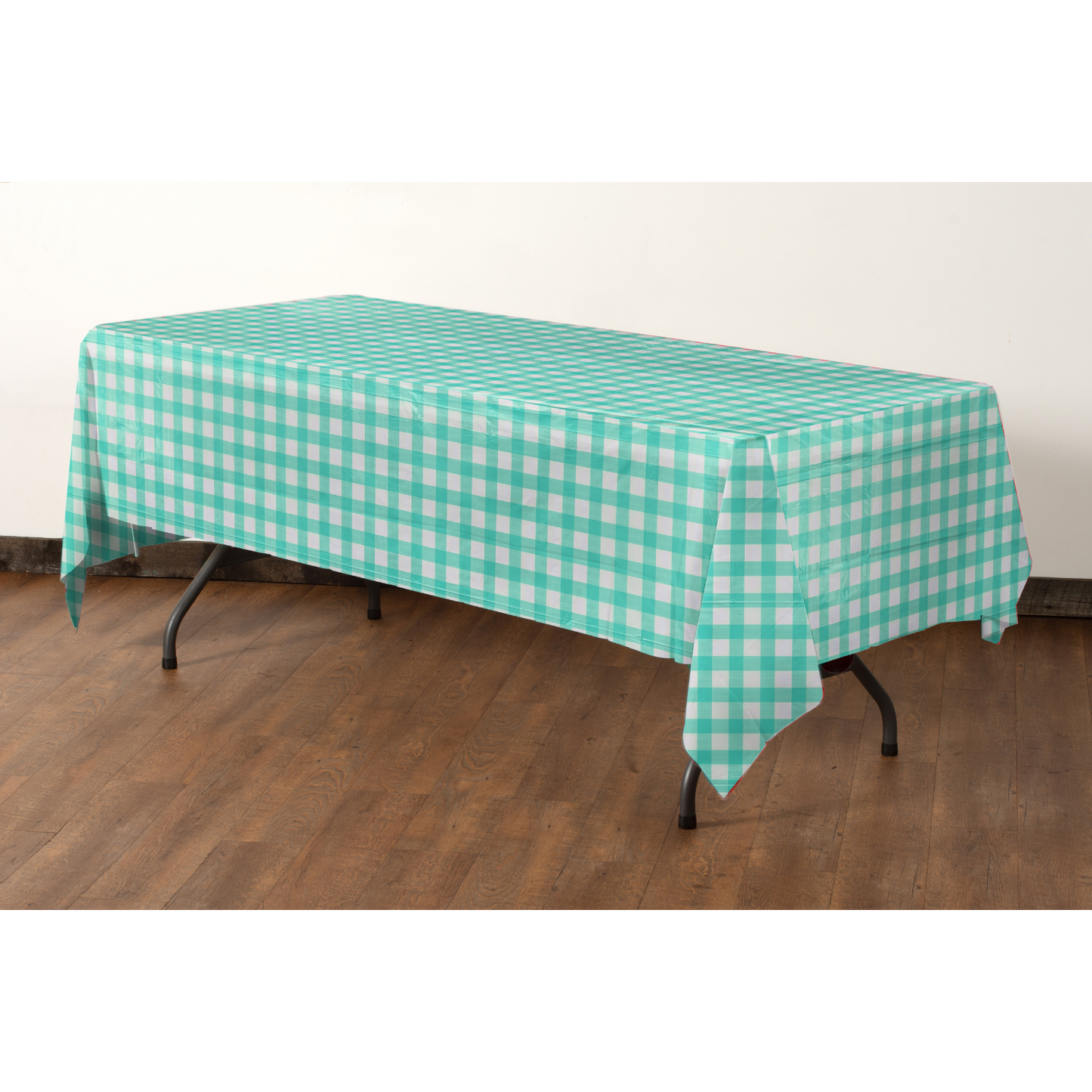 Case of 48 - 54" x 108" Printed Plastic Table cover - Green Gingham