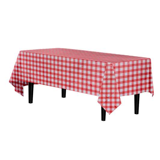 Case of 48 - 54" x 108" Printed Plastic Table cover - Red Gingham