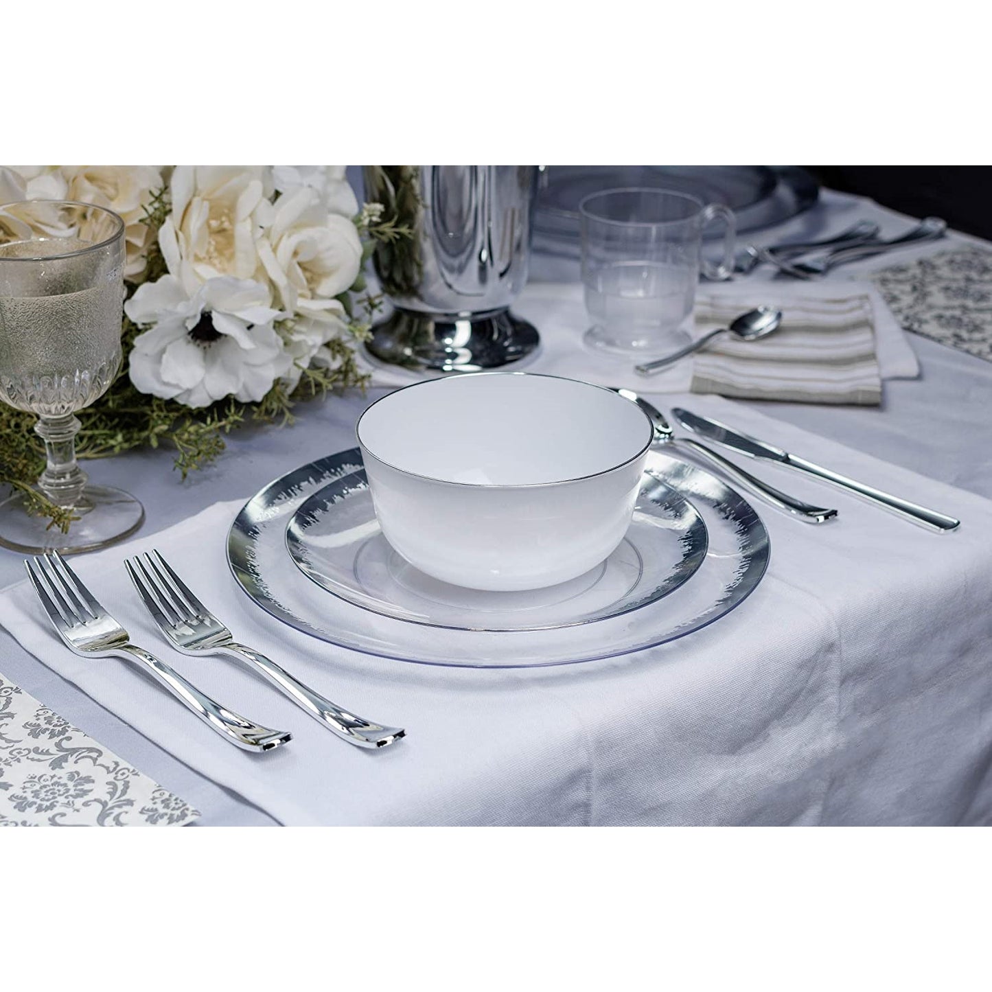 Exquisite Classic Silver Plastic Spoons - 20 Ct.