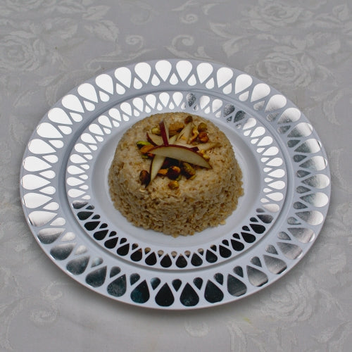 Case of 12 - 7.5" Silver Droplet Premium Plates - 10 ct.