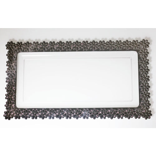 8 In. x 15 In. Silver Edged Flower Tray - 2 Ct.