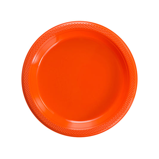 Case of 12 - 7" Plastic Plates 50 ct. - Orange