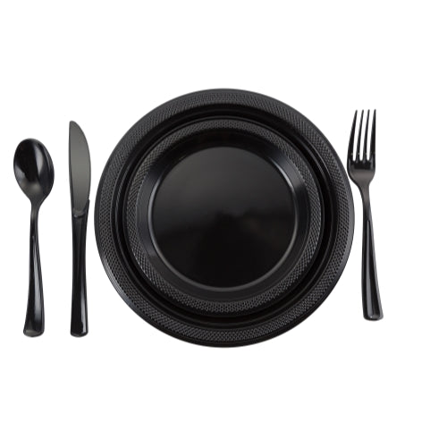 Case of 36 - 9 in. Plastic Plates 8 ct. - Black