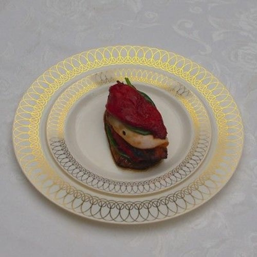 Case of 12 - 7.5" Gold Ovals Premium Plates - 10 ct.