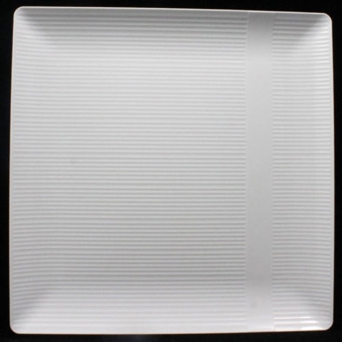 Case of 12 - White 10.25" Zen Ridged Square Plastic Plates - 10 ct.