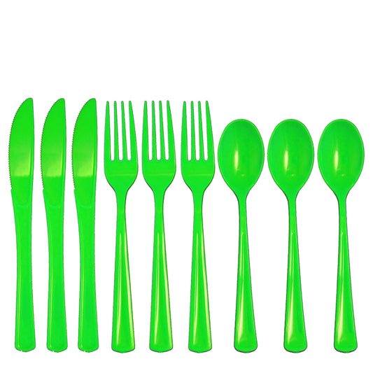 Case of 36 - Cutlery Combo Pack 24 ct. (8 ea.) - Lime Green