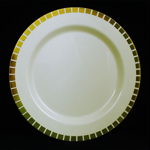 Case of 12 - 9" Gold Slit Premium Plates - 10 ct.