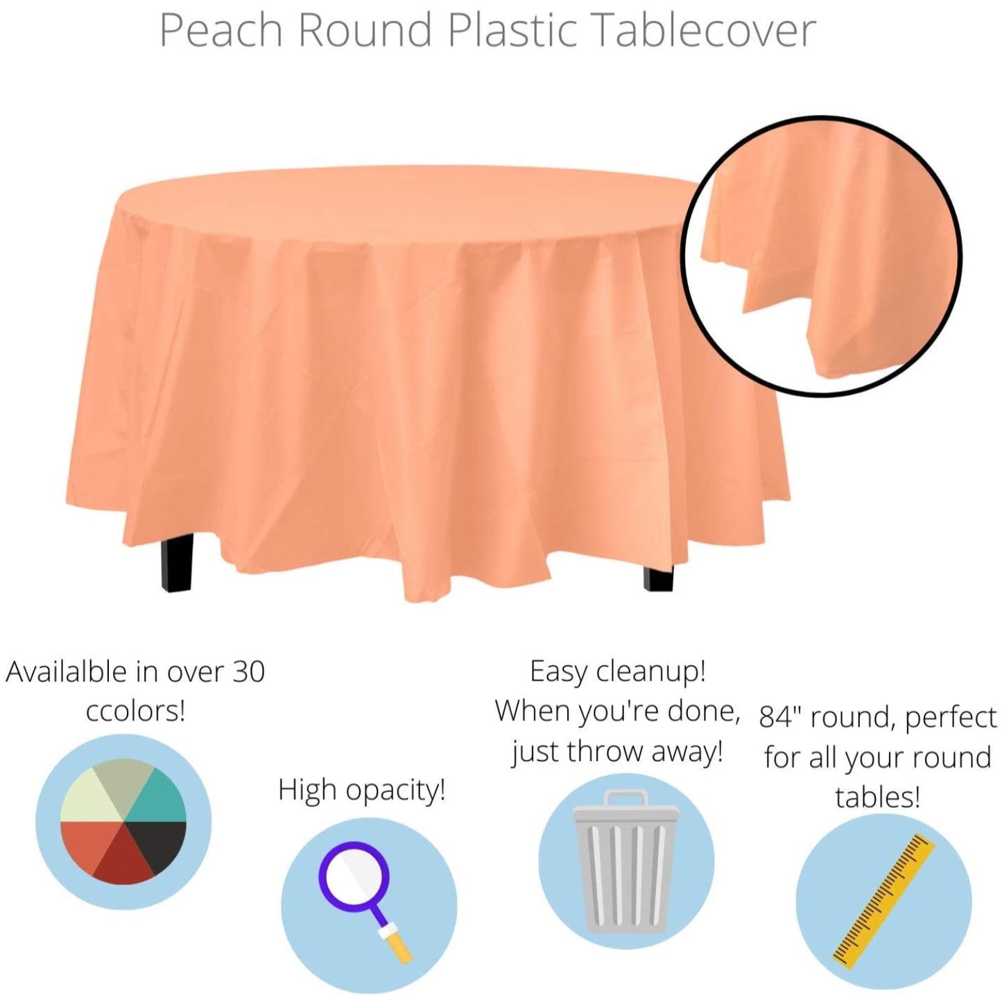 Premium Round Peach Table Cover