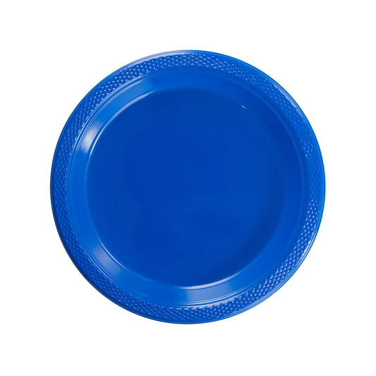 Case of 12 - 7" Plastic Plates 50 ct. - Dark Blue