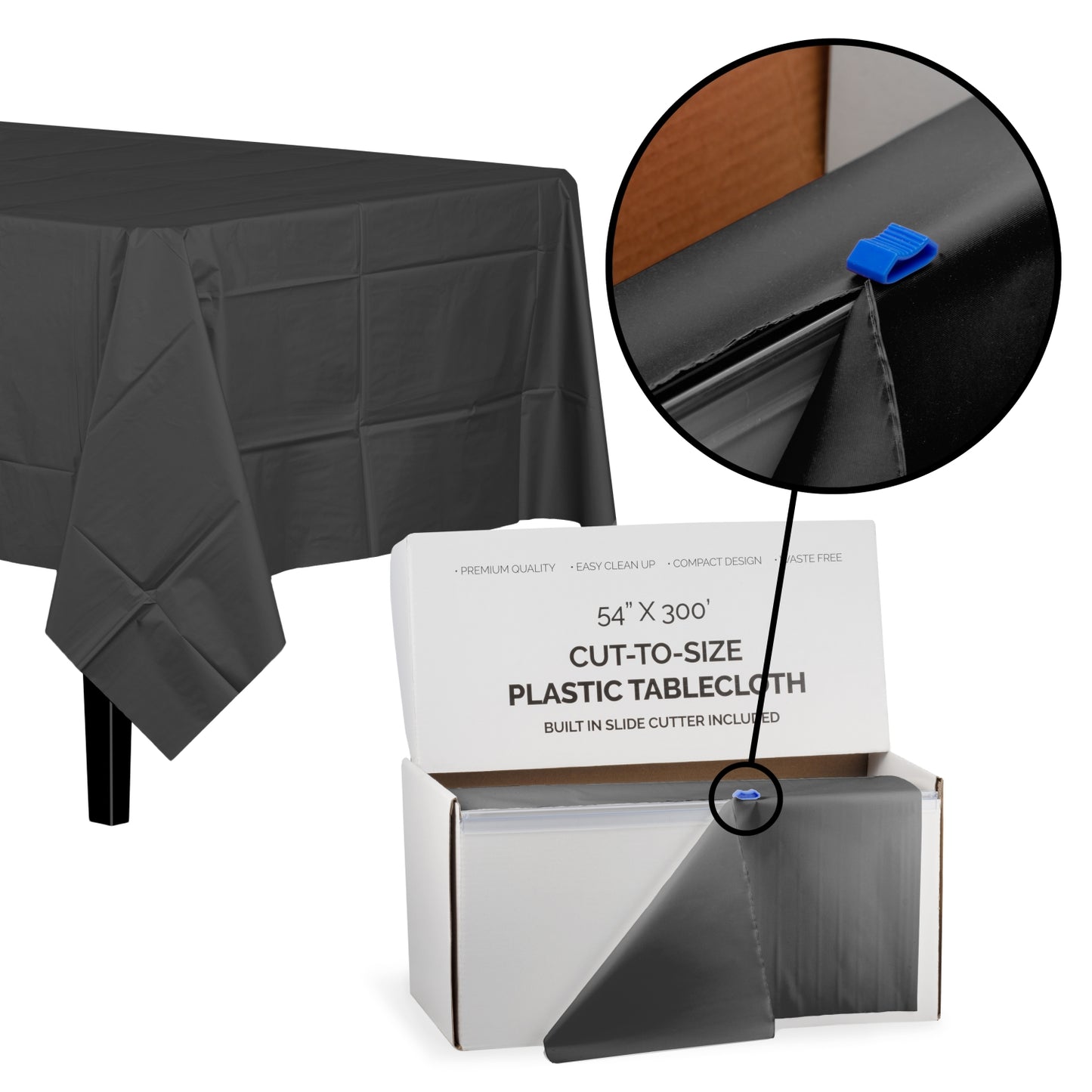 54" X 300' Select A Size Table Cover - Black