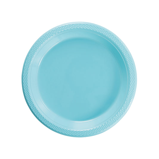7 In. Light Blue Plastic Plates - 50 Ct.