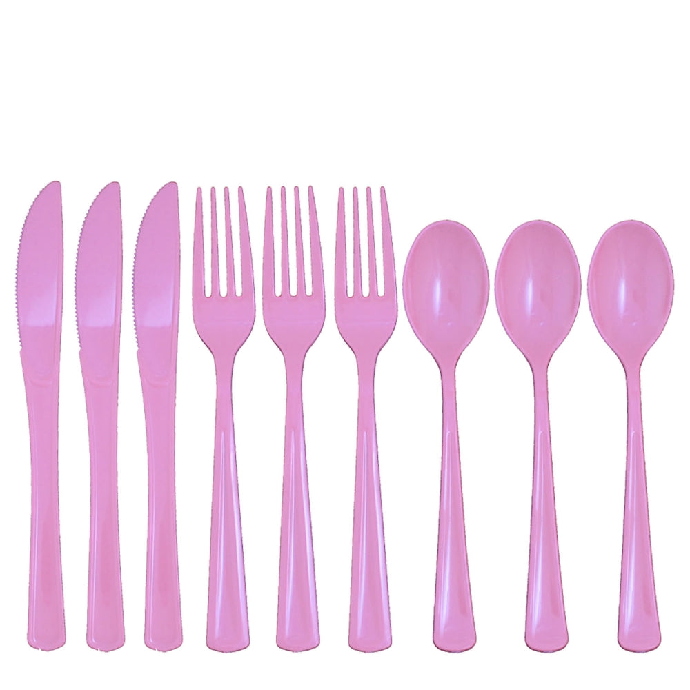 Case of 36 - Cutlery Combo Pack 24 ct. (8 ea.) - Pink