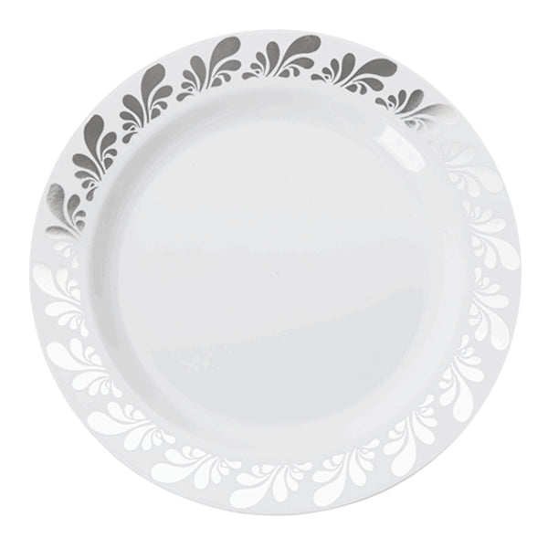 Case of 12 - 10.25" Silver Splash Premium Plates - 10 ct.