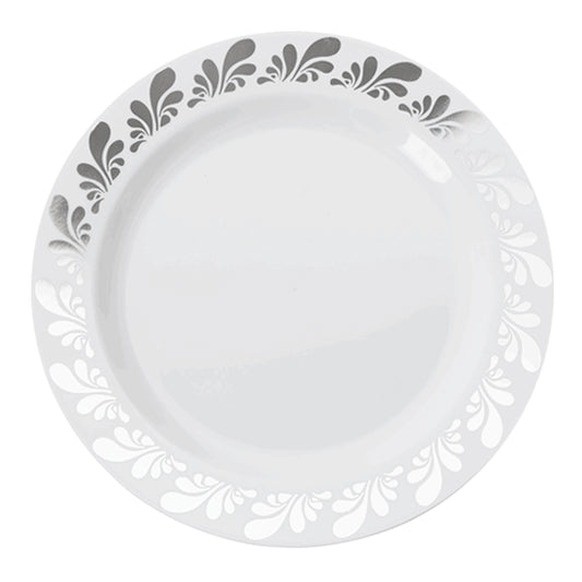Case of 12 - 10.25" Silver Splash Premium Plates - 10 ct.