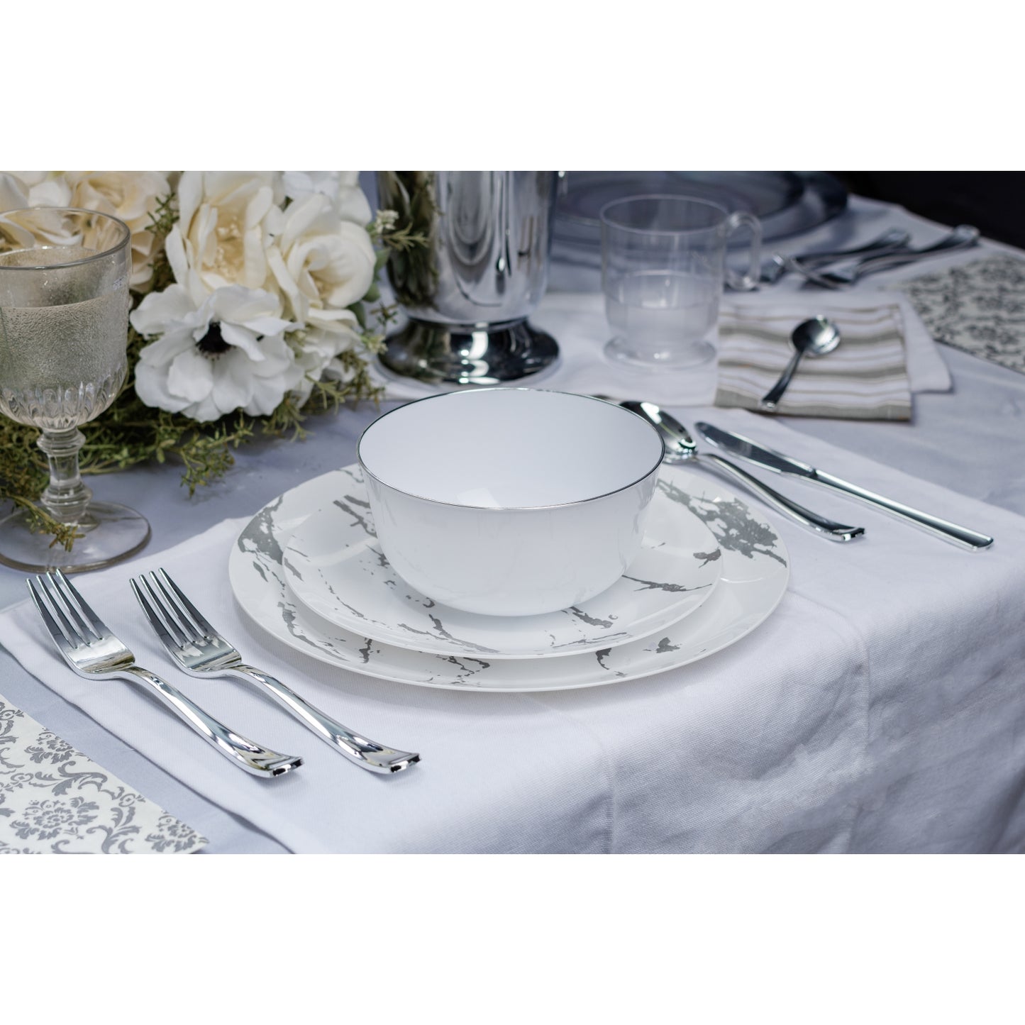Case of 12 - 8" Stone Design Plastic Plates (10)