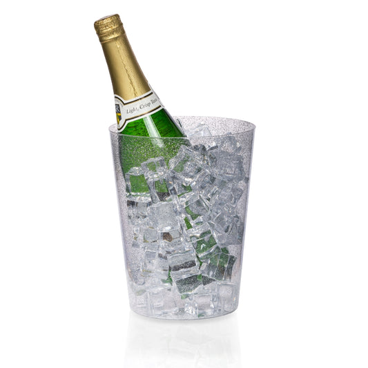 Case of 48 - Clear Ice Bucket with Silver Glitter
