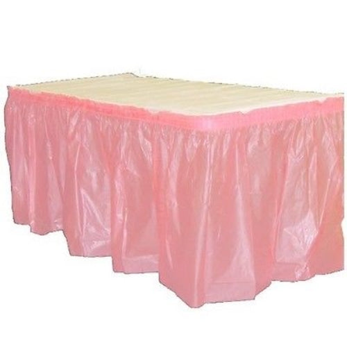 Pink Plastic Table Skirt