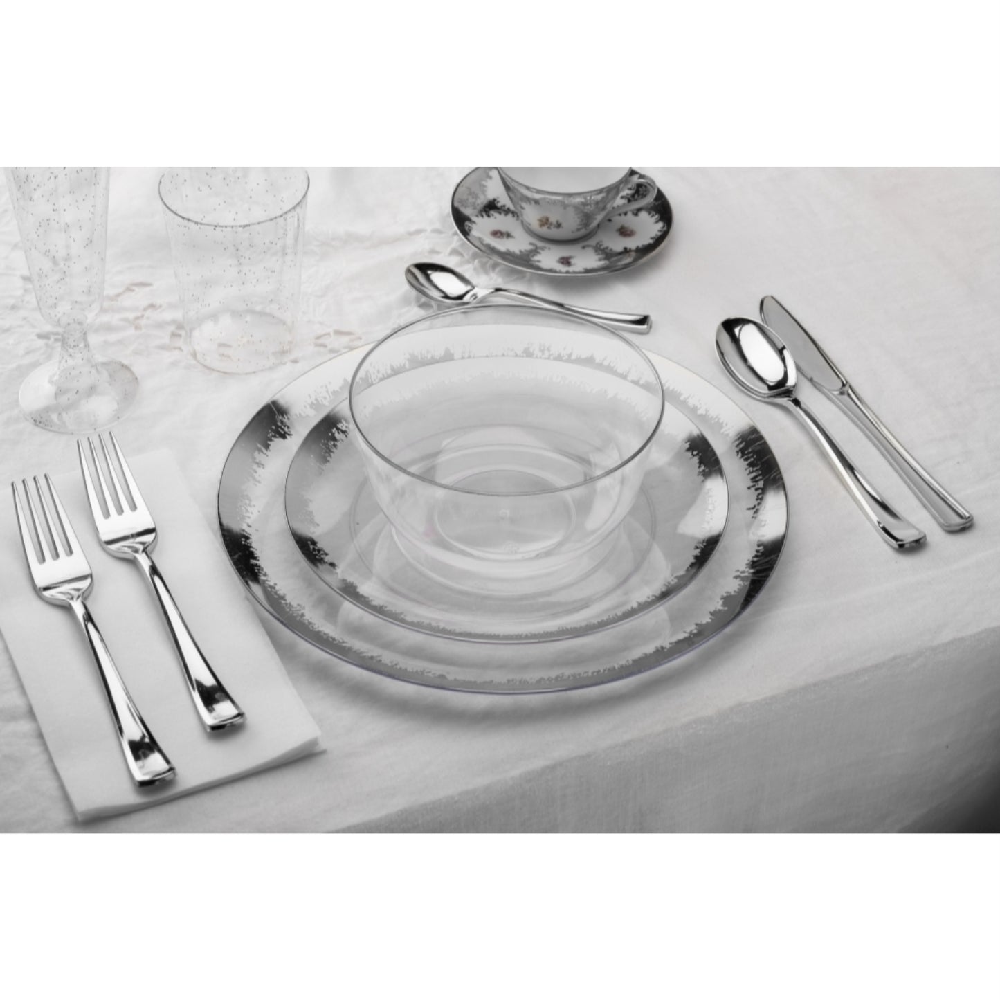 Trend Glass Look Silver Plastic Bowls - 10 Ct.