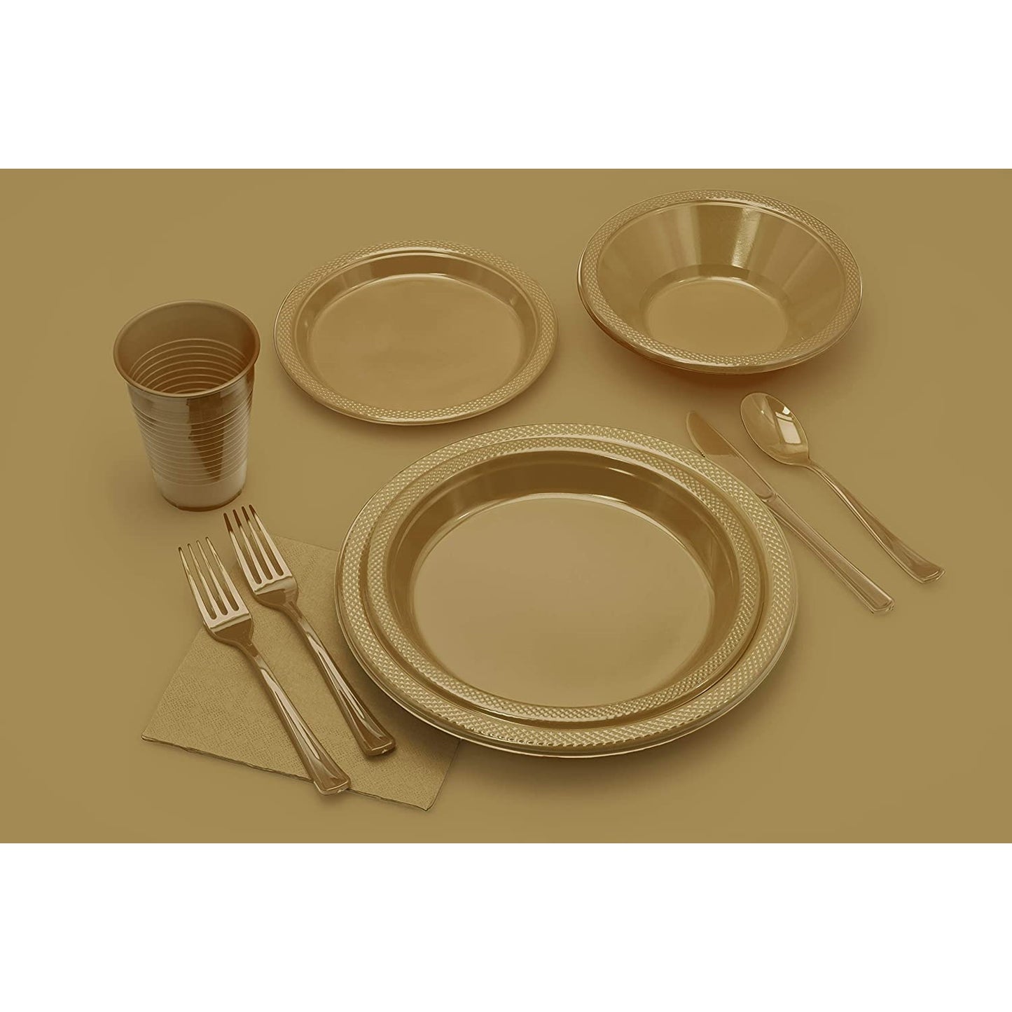 10 In. Gold Plastic Plates - 50 Ct.