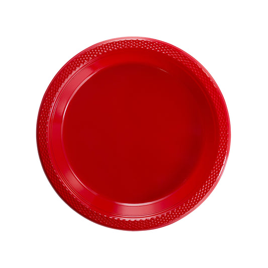 Case of 12 - 7" Plastic Plates 50 ct. - Red