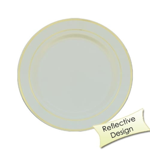 7.5 In. Cream/Gold Line Design Plates - 10 Ct.