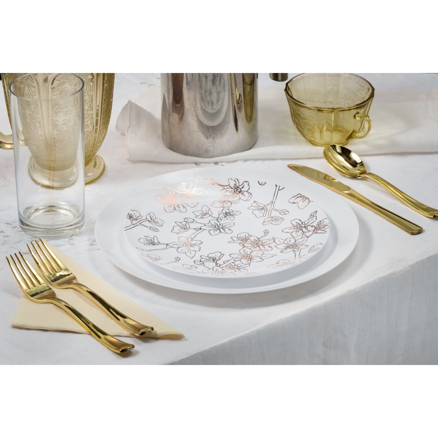 Case of 12 - 8" Blossom Design Plastic Plates (10)