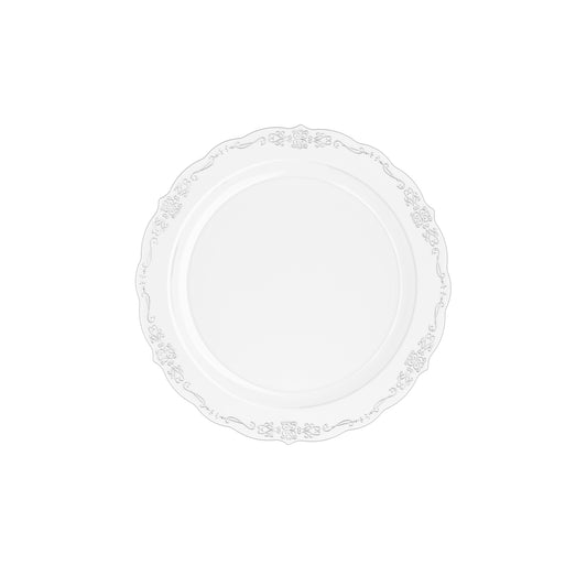 9 In. Clear Victorian Design Plates - 20 Ct.