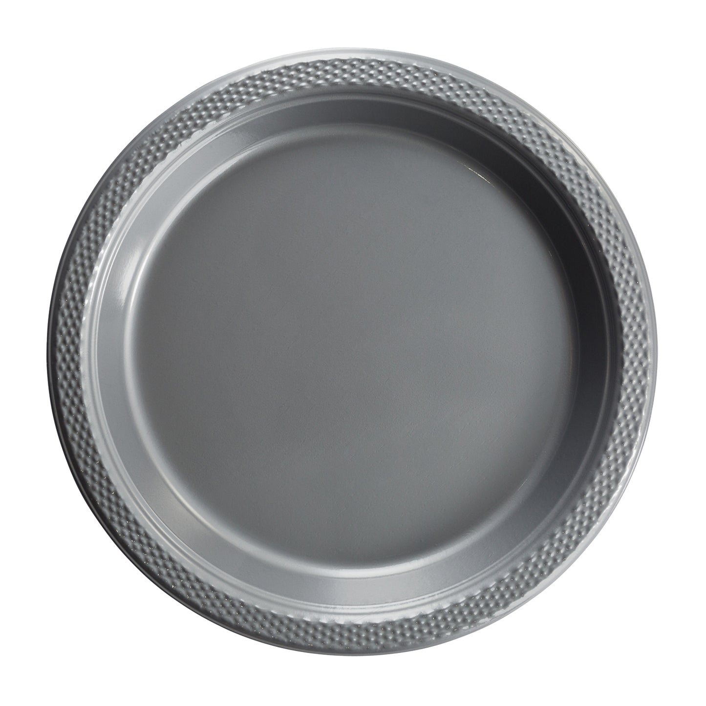 Case of 12 - 9" Plastic Plates 50 ct. - Silver