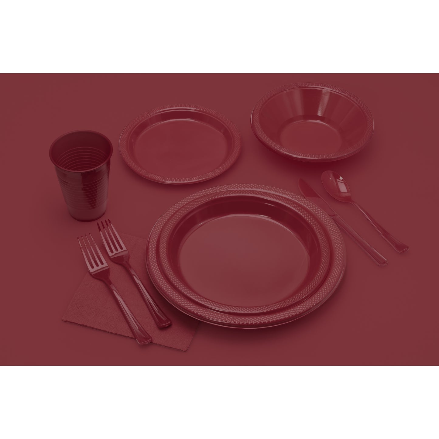 10 In. Burgundy Plastic Plates - 50 Ct.