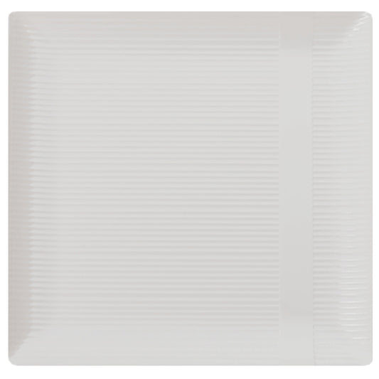 Case of 12 - Ivory 10.25" Zen Ridged Square Plastic Plates - 10 ct.