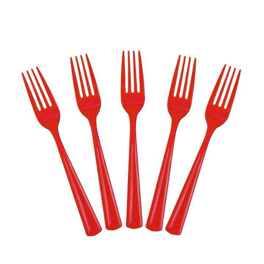 Heavy Duty Red Plastic Forks - 50 Ct.