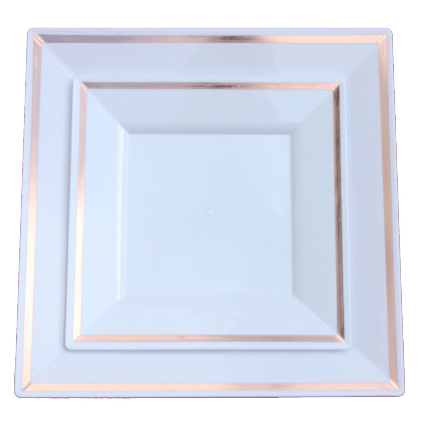 10.75 In White/Rose Gold Line Square Plates - 10 Ct