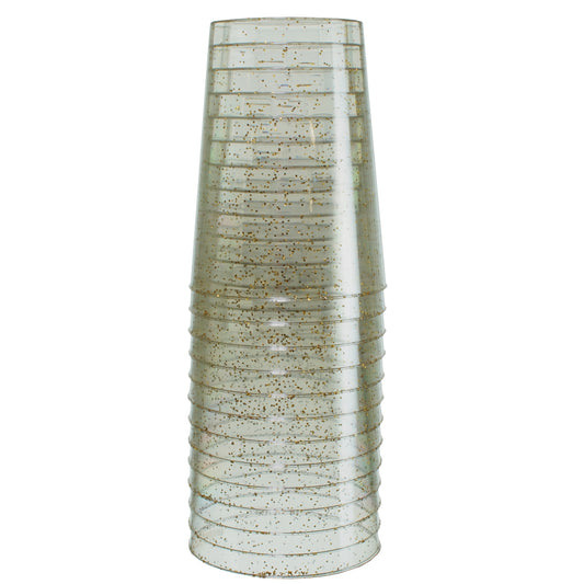 Case of 24 - 10 oz. Gold Sparkle Plastic tumblers - 20 count