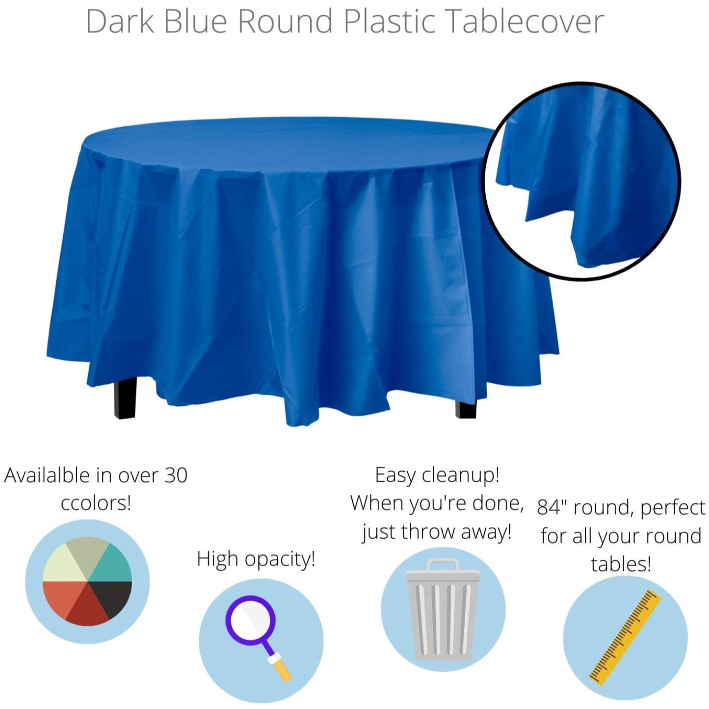Premium Round Dark Blue Table Cover