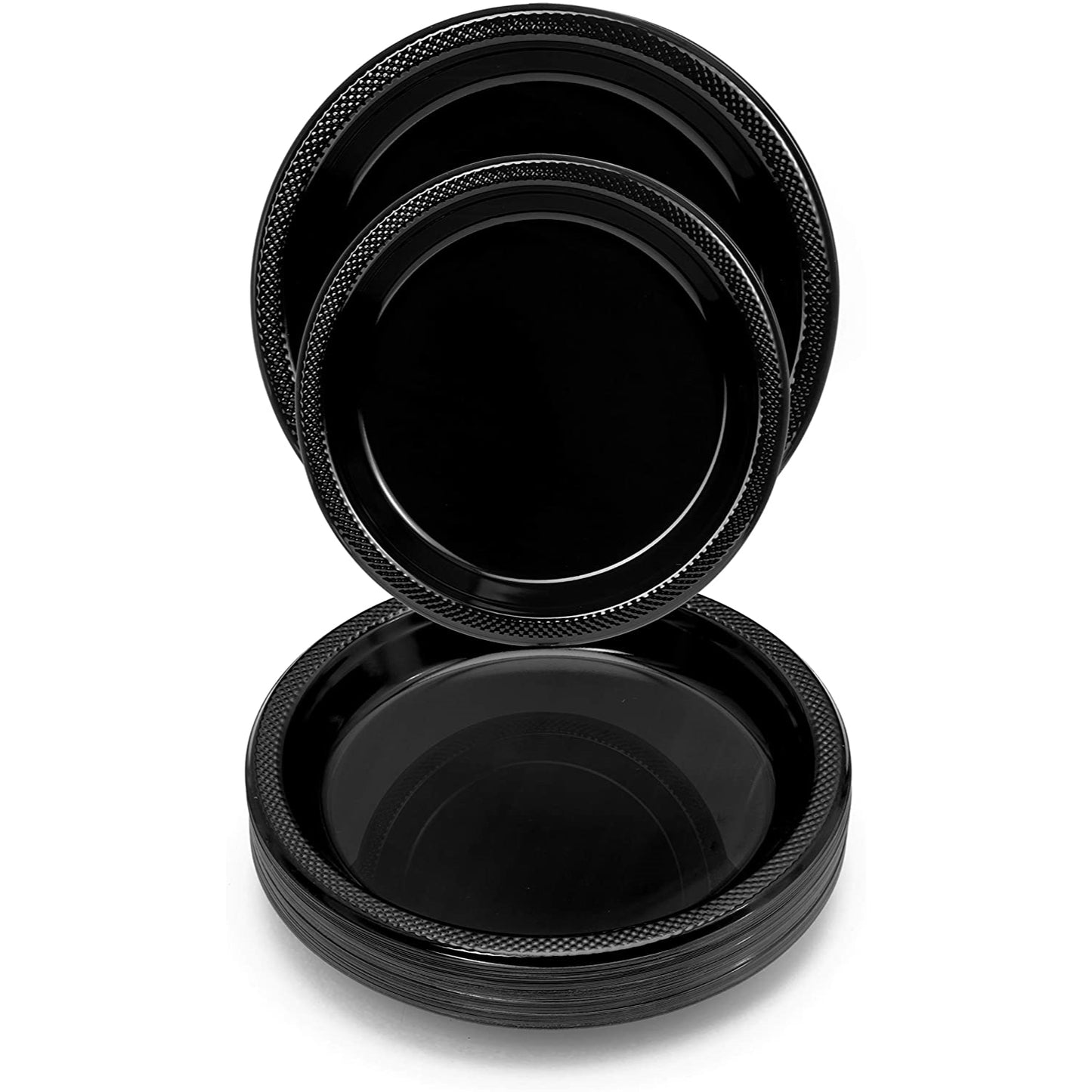 10 In. Black Plastic Plates - 50 Ct.