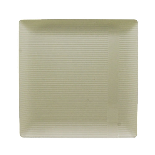 Case of 12 - Ivory 7.5" Zen Ridged Square Plastic Plates - 10 ct.