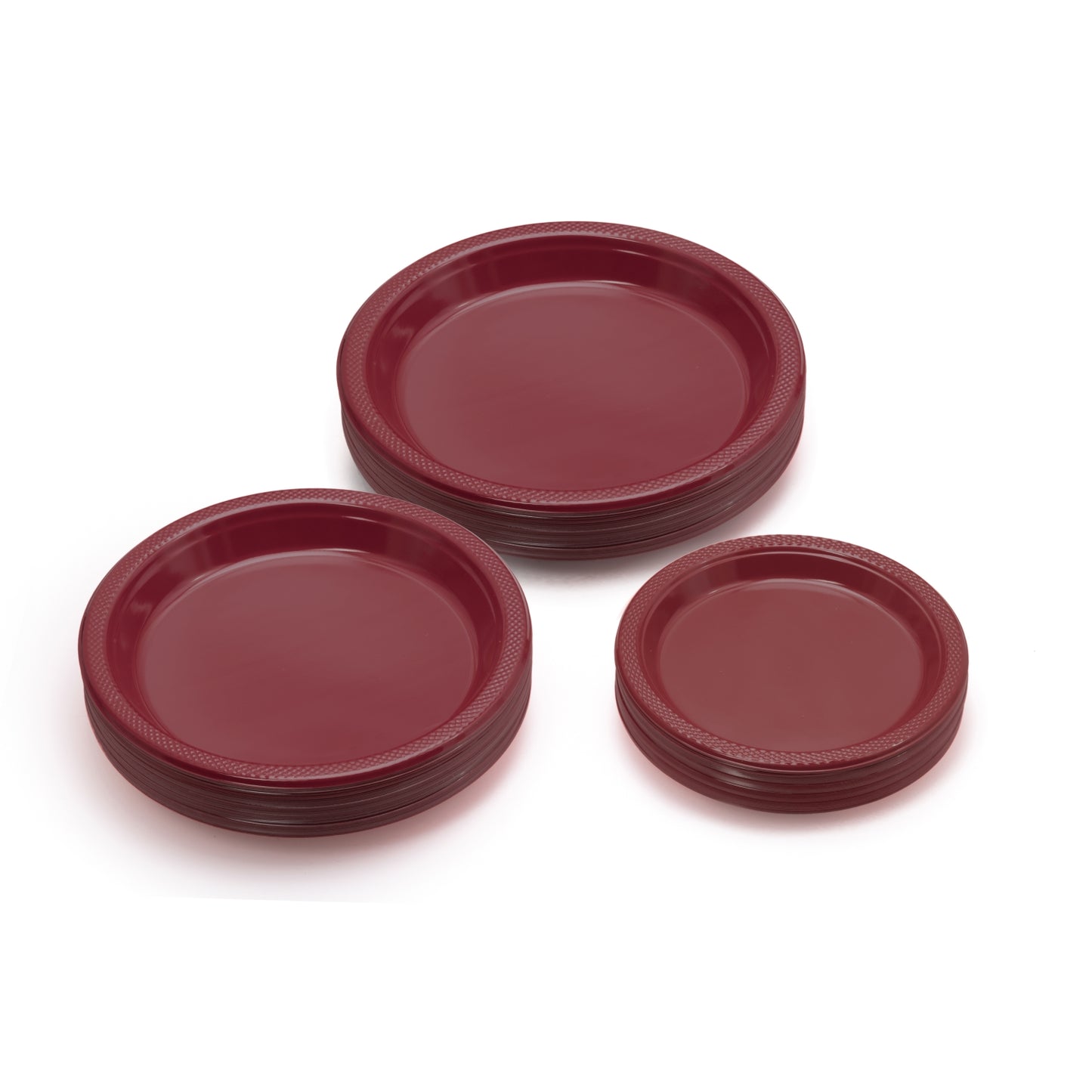 10 In. Burgundy Plastic Plates - 50 Ct.