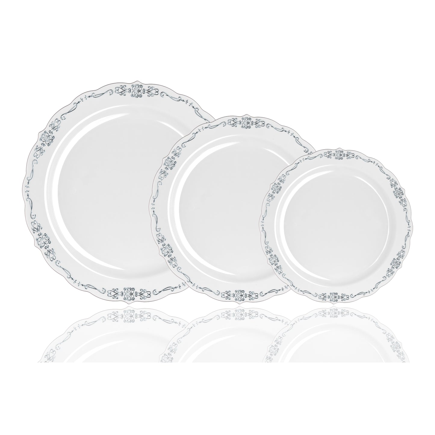 7.5 In. Grey/Silver Victorian Design Plates - 20 Ct.