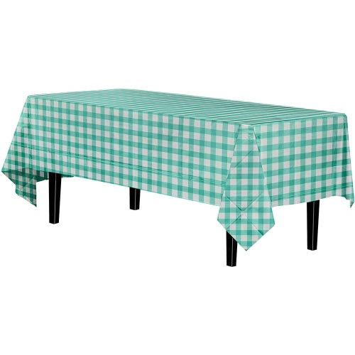 Teal Gingham Table Cover