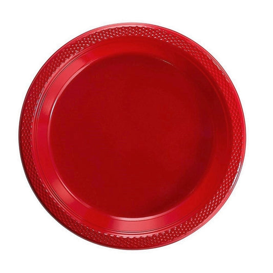 Case of 12 - 10" Plastic Plates 50 ct. - Red