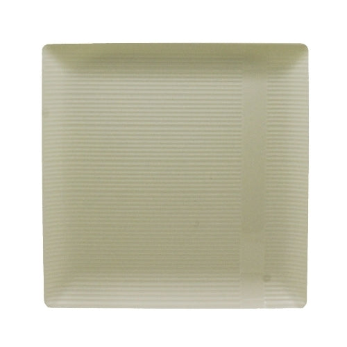Case of 12 - Ivory 6.5" Zen Ridged Square Plastic Plates - 10 ct.
